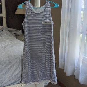 Sleeveless striped summer dress.